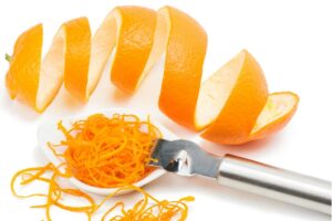 image of orange zest and spiral-cut orange peels