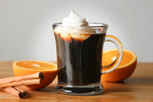 image of orange zest coffee presentation